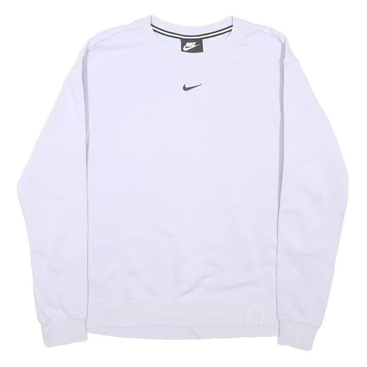 NIKE Womens White & Black Logo Tape Crew Neck XS Sweatshirt Casual Sportswear