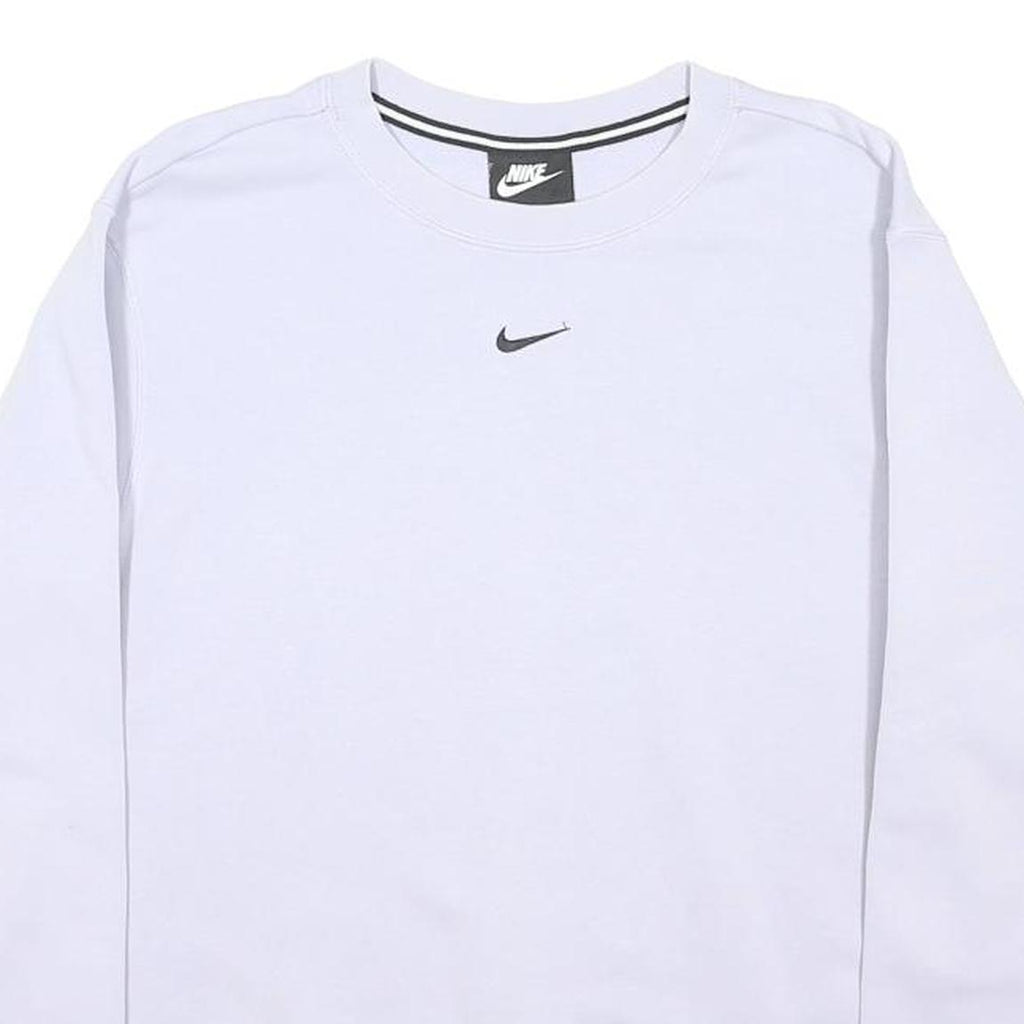 NIKE Womens White & Black Logo Tape Crew Neck XS Sweatshirt Casual Sportswear