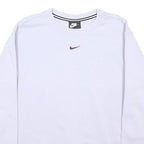 NIKE Womens White & Black Logo Tape Crew Neck XS Sweatshirt Casual Sportswear