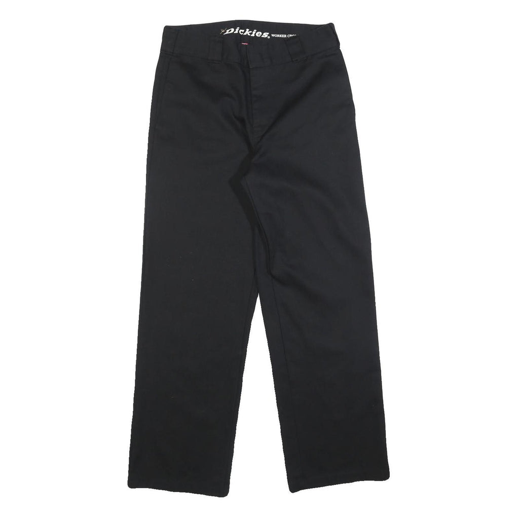 DICKIES Womens Cotton Blend Black Relaxed Straight Leg Trousers W27 L28 Workwear