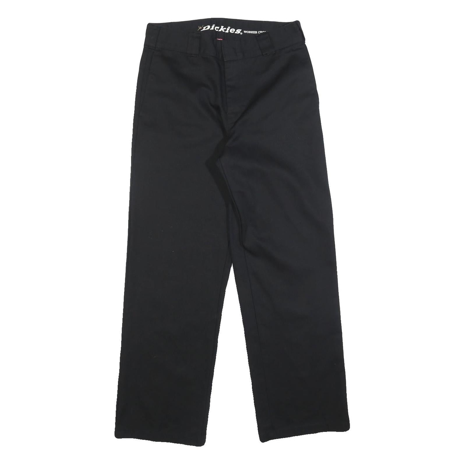 DICKIES Womens Cotton Blend Black Relaxed Straight Leg Trousers W27 L28 Workwear