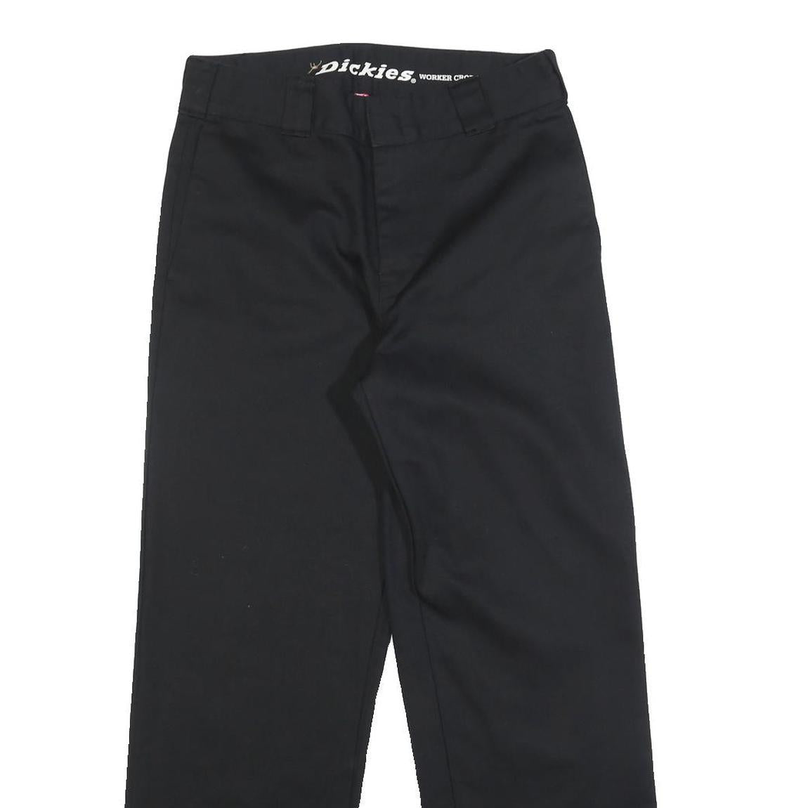 DICKIES Womens Cotton Blend Black Relaxed Straight Leg Trousers W27 L28 Workwear