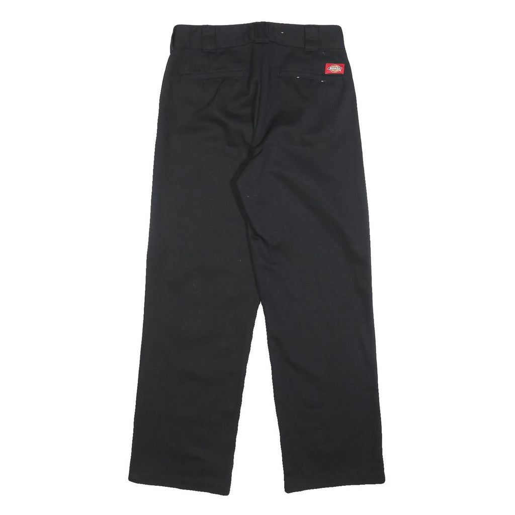 DICKIES Womens Cotton Blend Black Relaxed Straight Leg Trousers W27 L28 Workwear