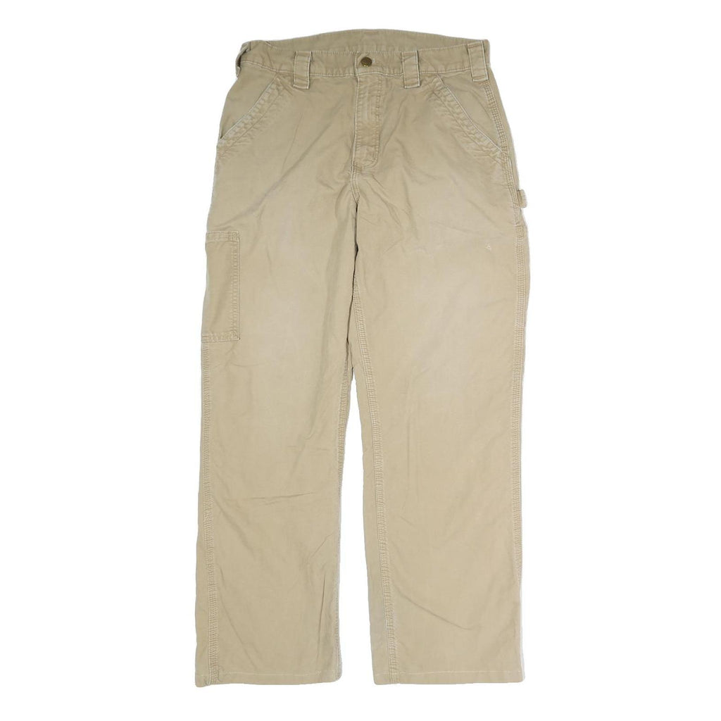 CARHARTT Mens Beige Cotton Blend Regular Fit Straight Leg Trousers W32 L29