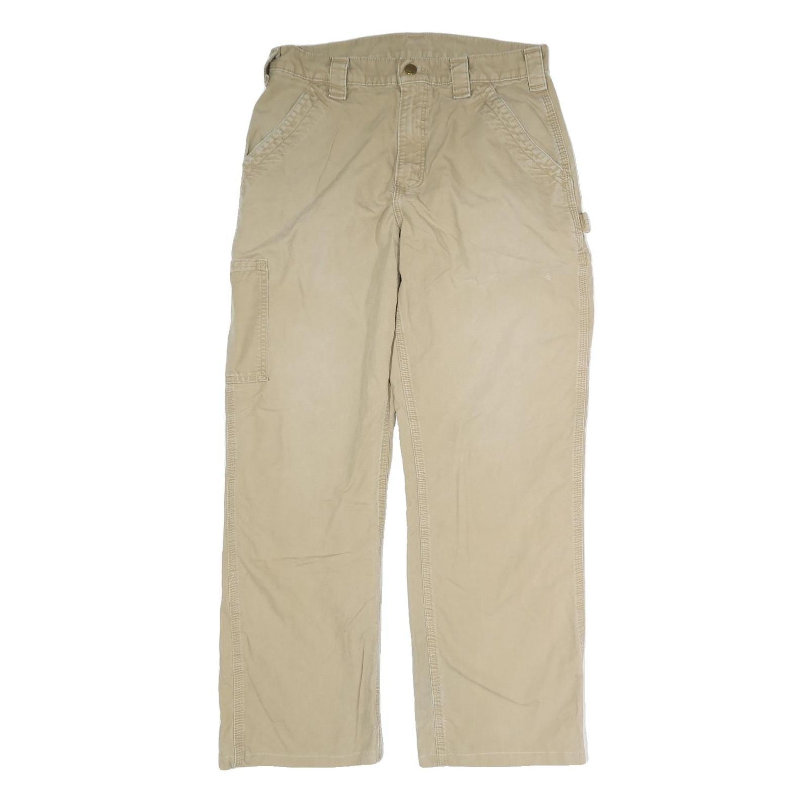 CARHARTT Mens Beige Cotton Blend Regular Fit Straight Leg Trousers W32 L29