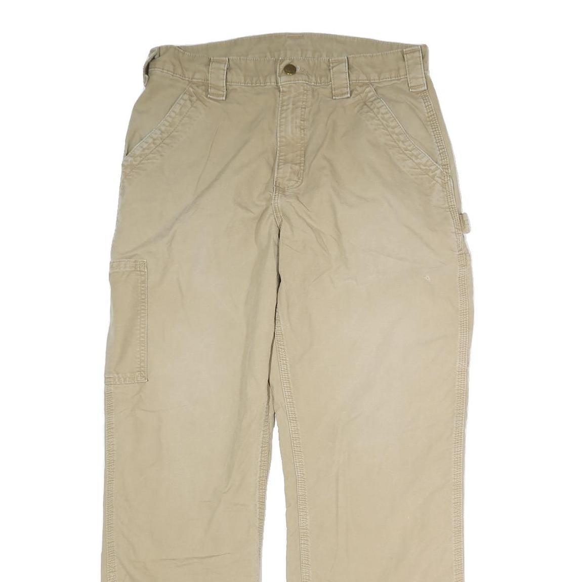 CARHARTT Mens Beige Cotton Blend Regular Fit Straight Leg Trousers W32 L29