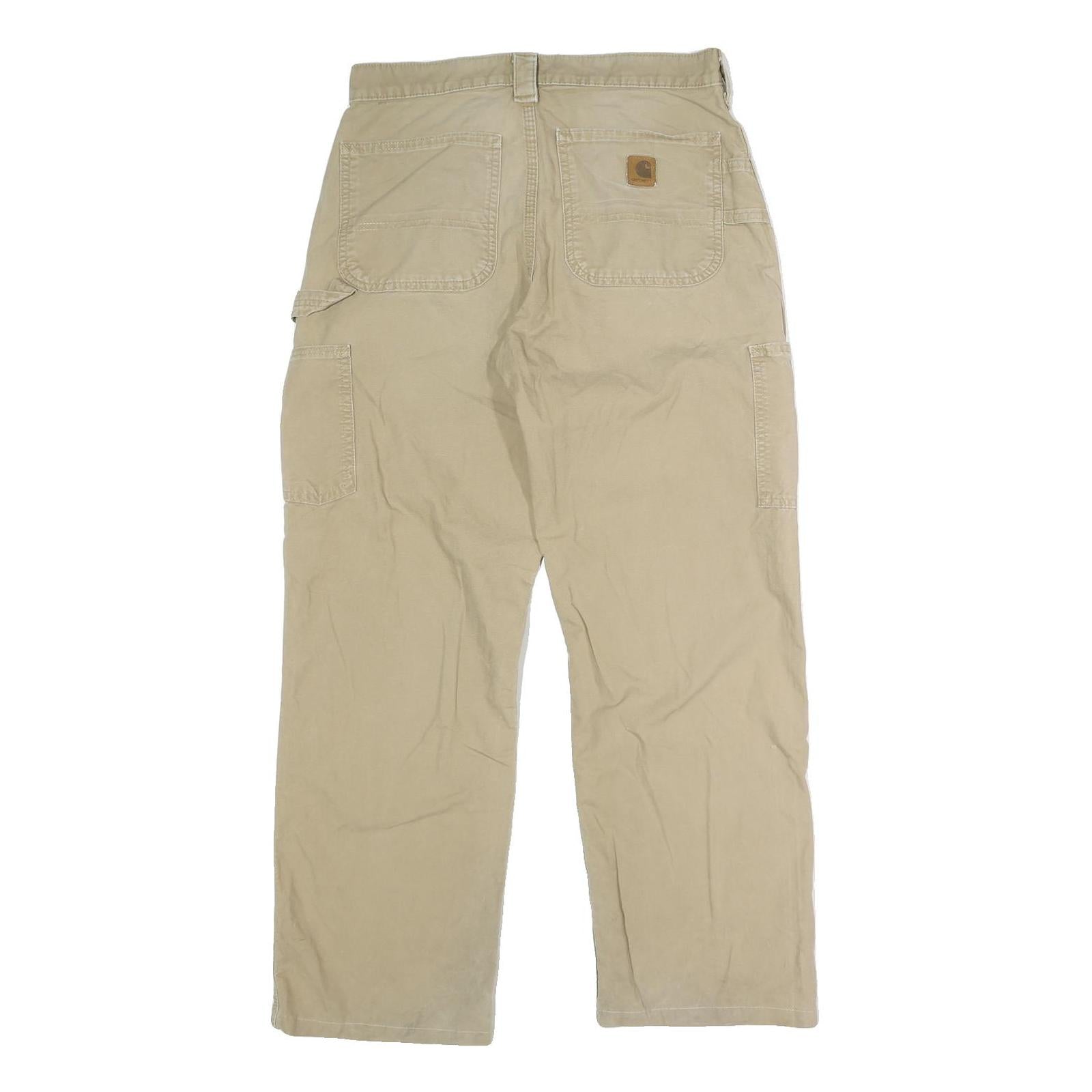 CARHARTT Mens Beige Cotton Blend Regular Fit Straight Leg Trousers W32 L29