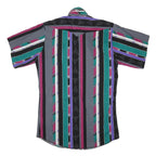PANHANDLE Mens Black & Green & Pink Striped Cotton Blend Shirt M Casual Button