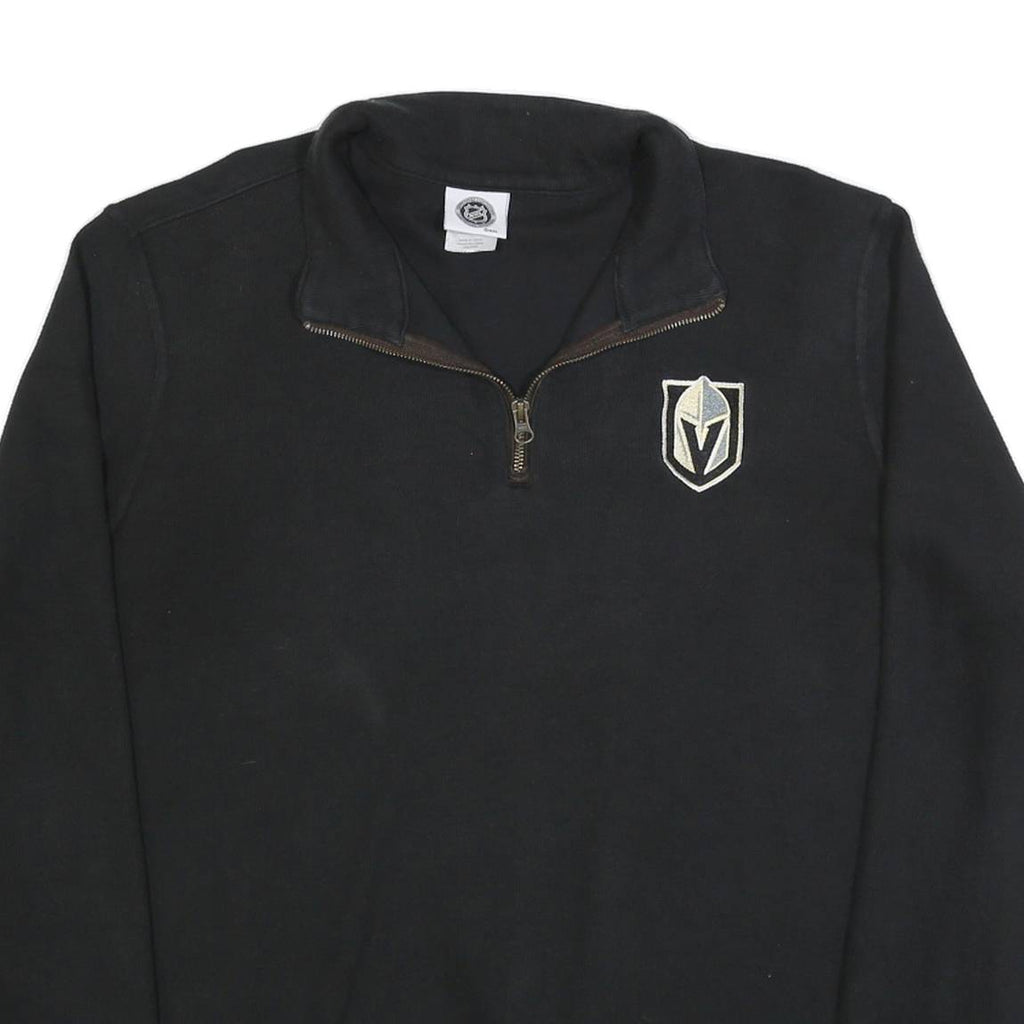 NHL Mens Black Pullover Plain Quarter Zip Basic Knit 2XL Cotton Blend Jumper