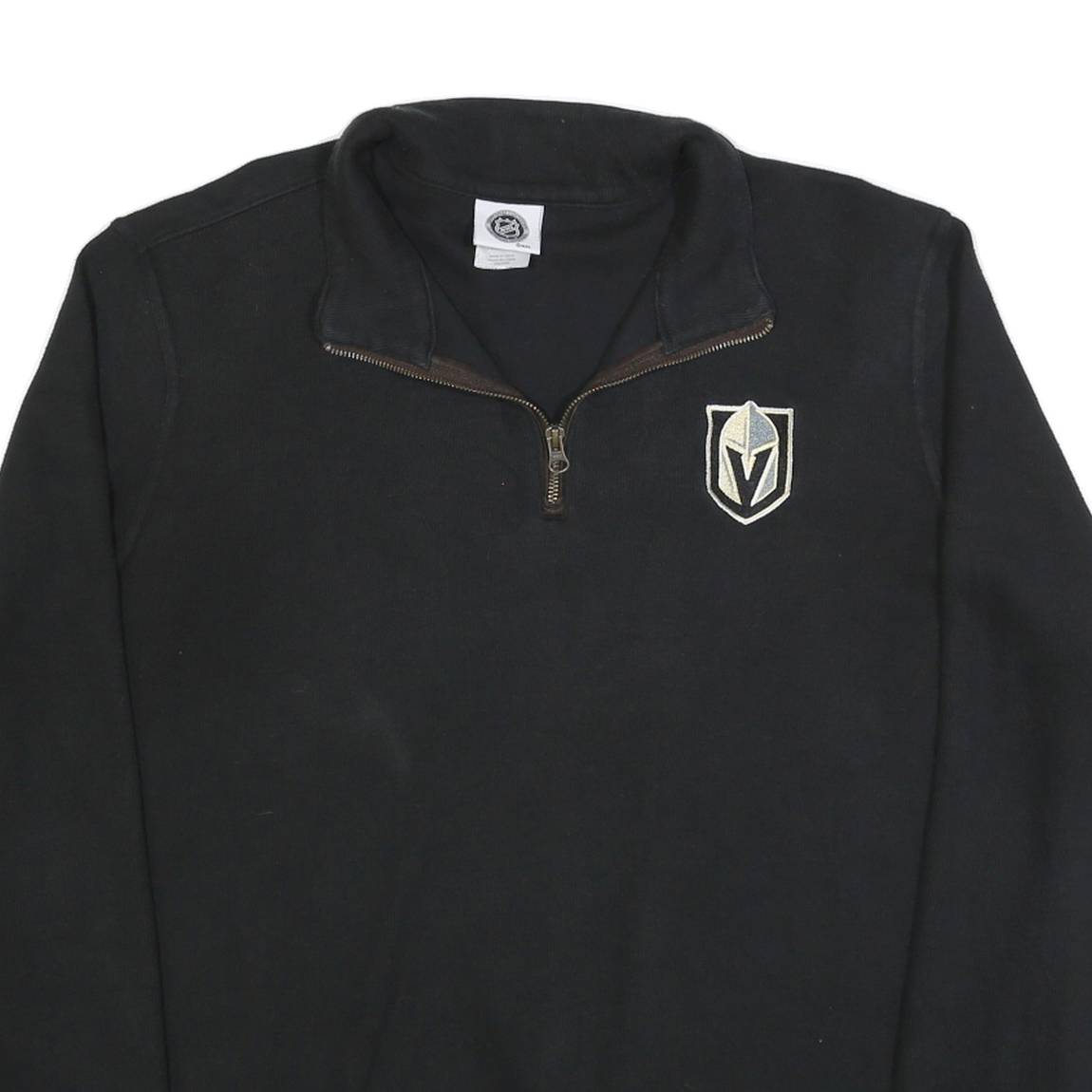 NHL Mens Black Pullover Plain Quarter Zip Basic Knit 2XL Cotton Blend Jumper