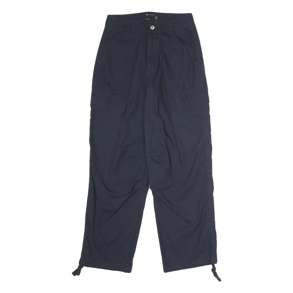 ASOS Womens Cotton Blend Navy Relaxed Cargo Trousers W26 L28 Casual Zip