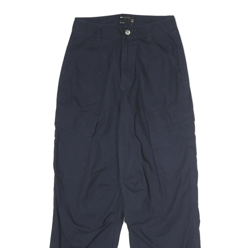 ASOS Womens Cotton Blend Navy Relaxed Cargo Trousers W26 L28 Casual Zip