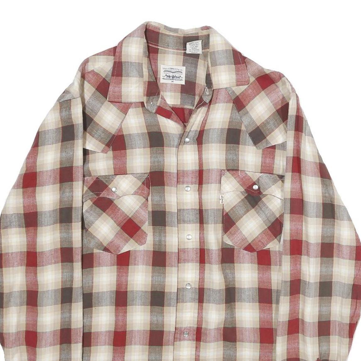 LEVI'S Mens Red Brown Cream Check Shirt M Long Sleeve Cotton Casual