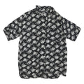Womens Black & White Floral Printed Blouse Short Sleeve Collared S Polyester