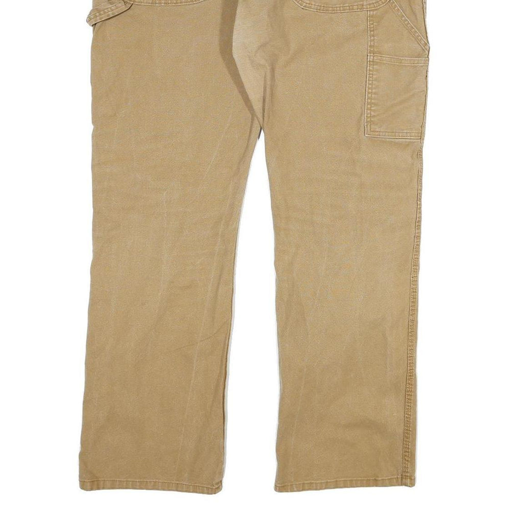 DICKIES Mens Regular Fit Beige Cotton Blend Zip Trousers W40 L32 Workwear Casual