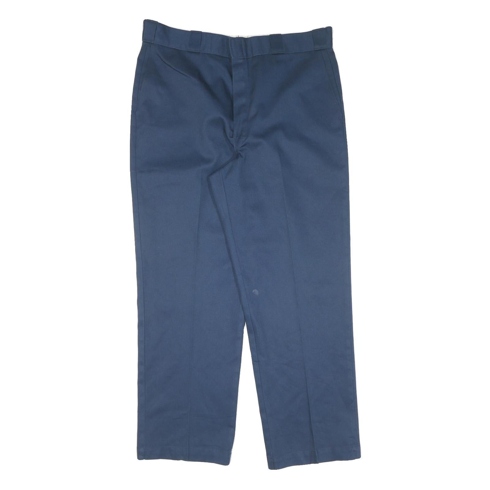 DICKIES Mens Blue Regular Fit Straight Leg Trousers W36 L30 Classic Workwear