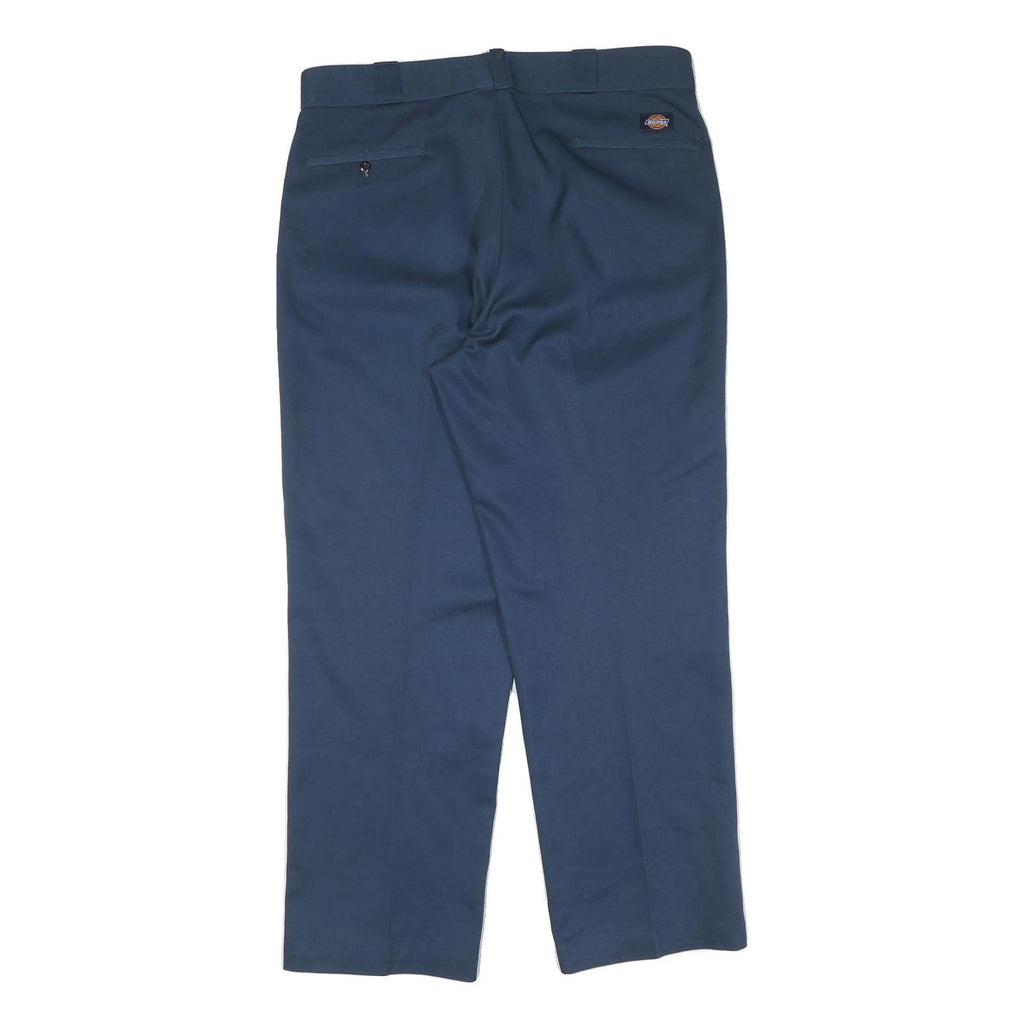 DICKIES Mens Blue Regular Fit Straight Leg Trousers W36 L30 Classic Workwear