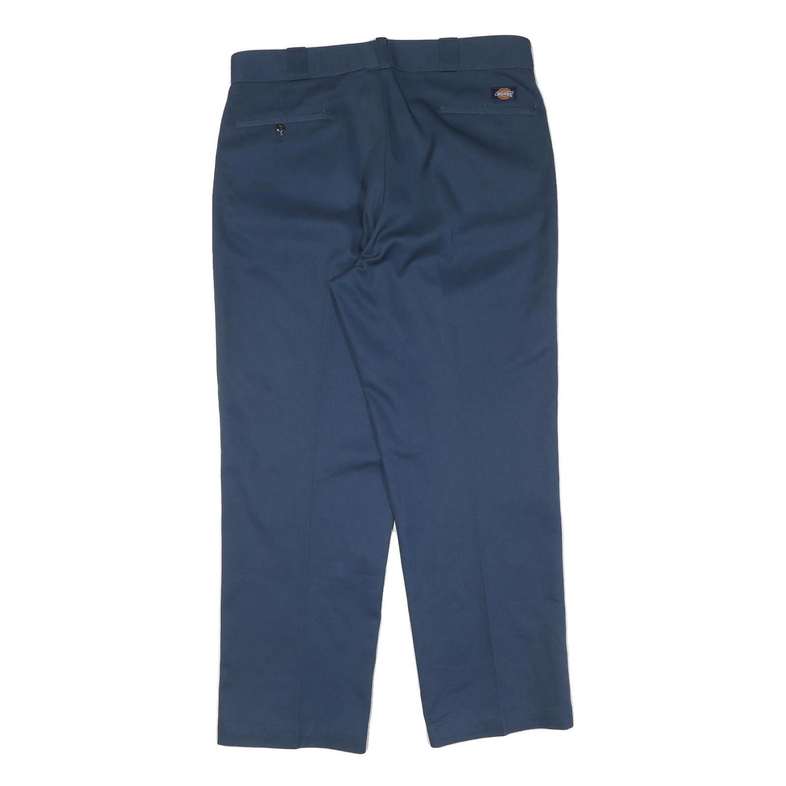 DICKIES Mens Blue Regular Fit Straight Leg Trousers W36 L30 Classic Workwear