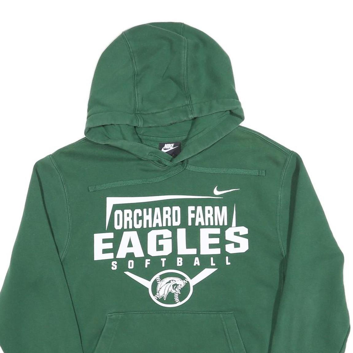 NIKE Mens Green Orchard Farm Eagles Softball Pullover Hoodie S Sportswear
