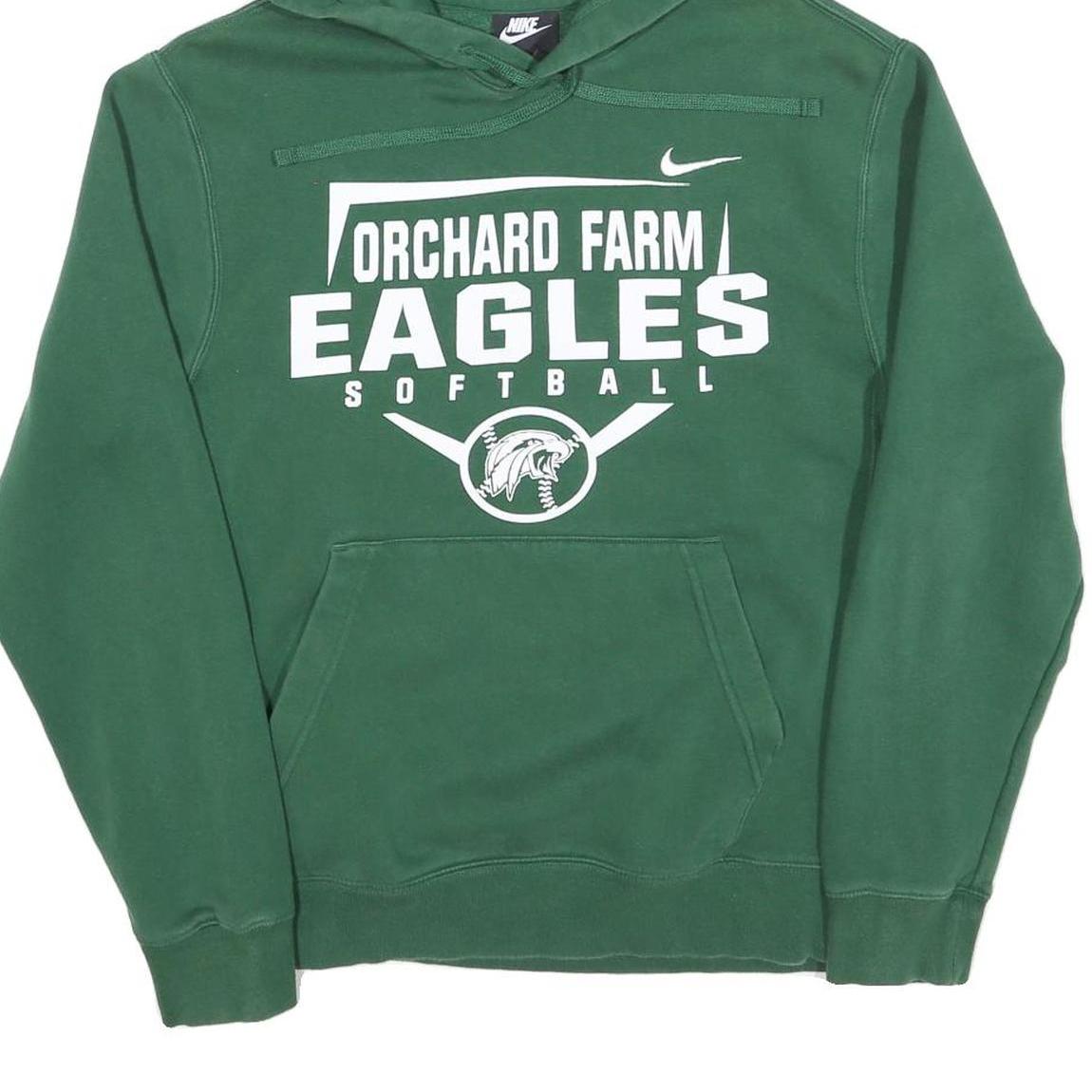 NIKE Mens Green Orchard Farm Eagles Softball Pullover Hoodie S Sportswear