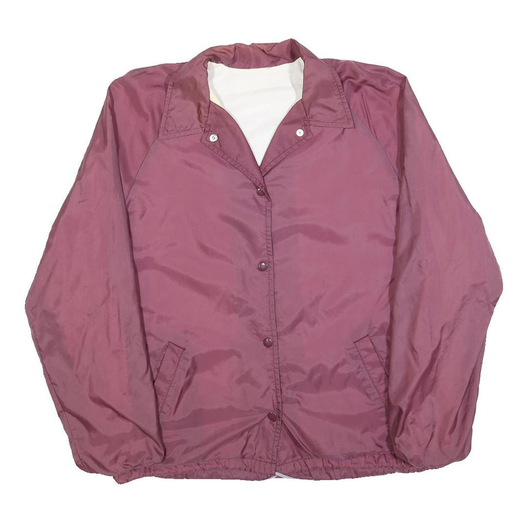 Womens Purple Nylon Button Jacket M Plain Casual Lightweight Pocketed