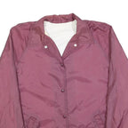 Womens Purple Nylon Button Jacket M Plain Casual Lightweight Pocketed