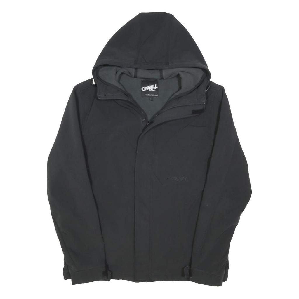 ONEILL Mens Black Softshell Jacket L Polyester Blend Zip Hooded Casual