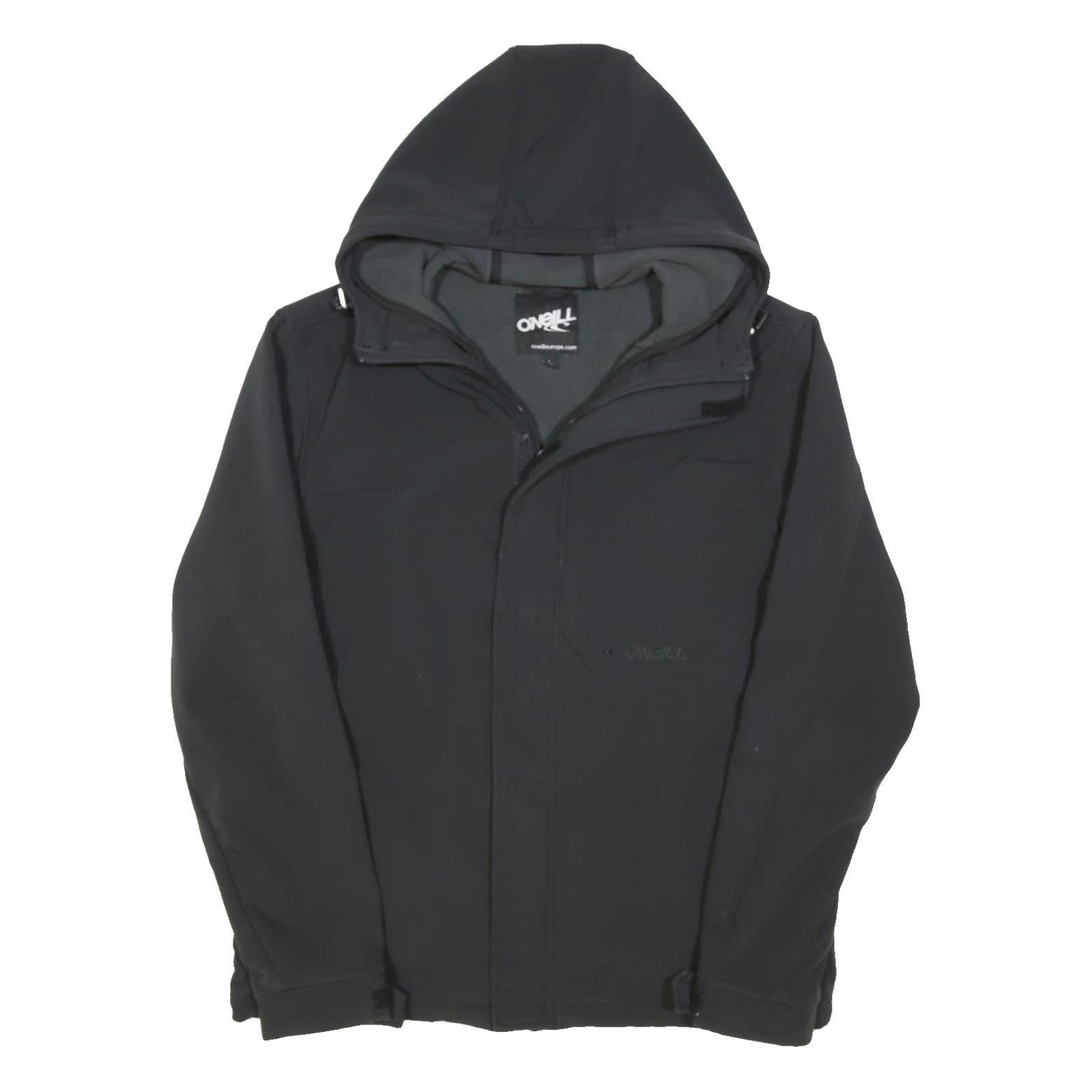 ONEILL Mens Black Softshell Jacket L Polyester Blend Zip Hooded Casual