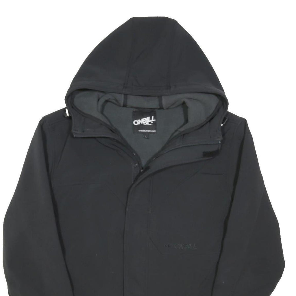 ONEILL Mens Black Softshell Jacket L Polyester Blend Zip Hooded Casual