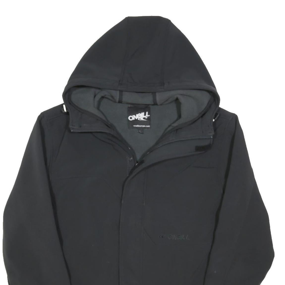 ONEILL Mens Black Softshell Jacket L Polyester Blend Zip Hooded Casual