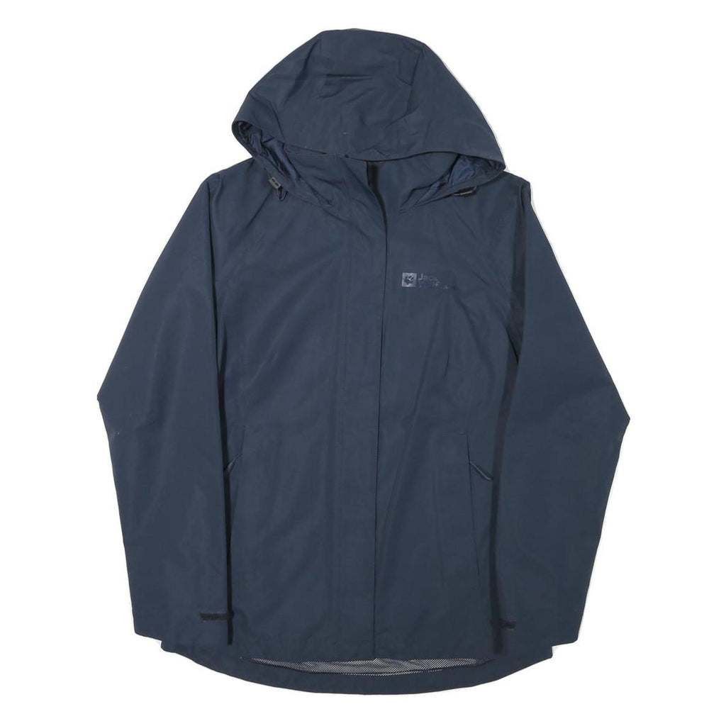 JACK WOLFSKIN Womens Blue Outdoor Jacket XS Polyester Blend Zip Hooded Plain