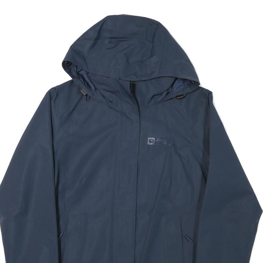 JACK WOLFSKIN Womens Blue Outdoor Jacket XS Polyester Blend Zip Hooded Plain