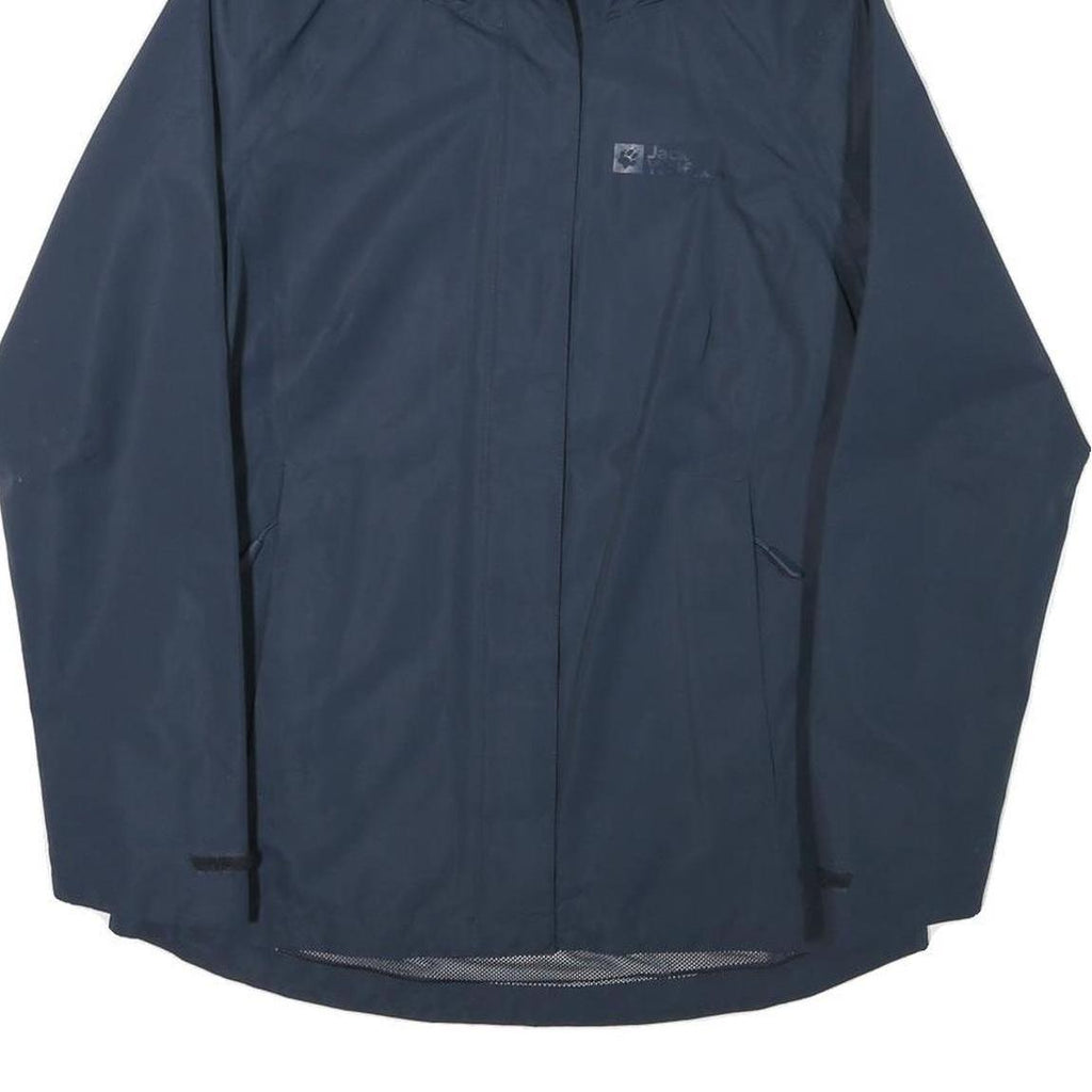 JACK WOLFSKIN Womens Blue Outdoor Jacket XS Polyester Blend Zip Hooded Plain