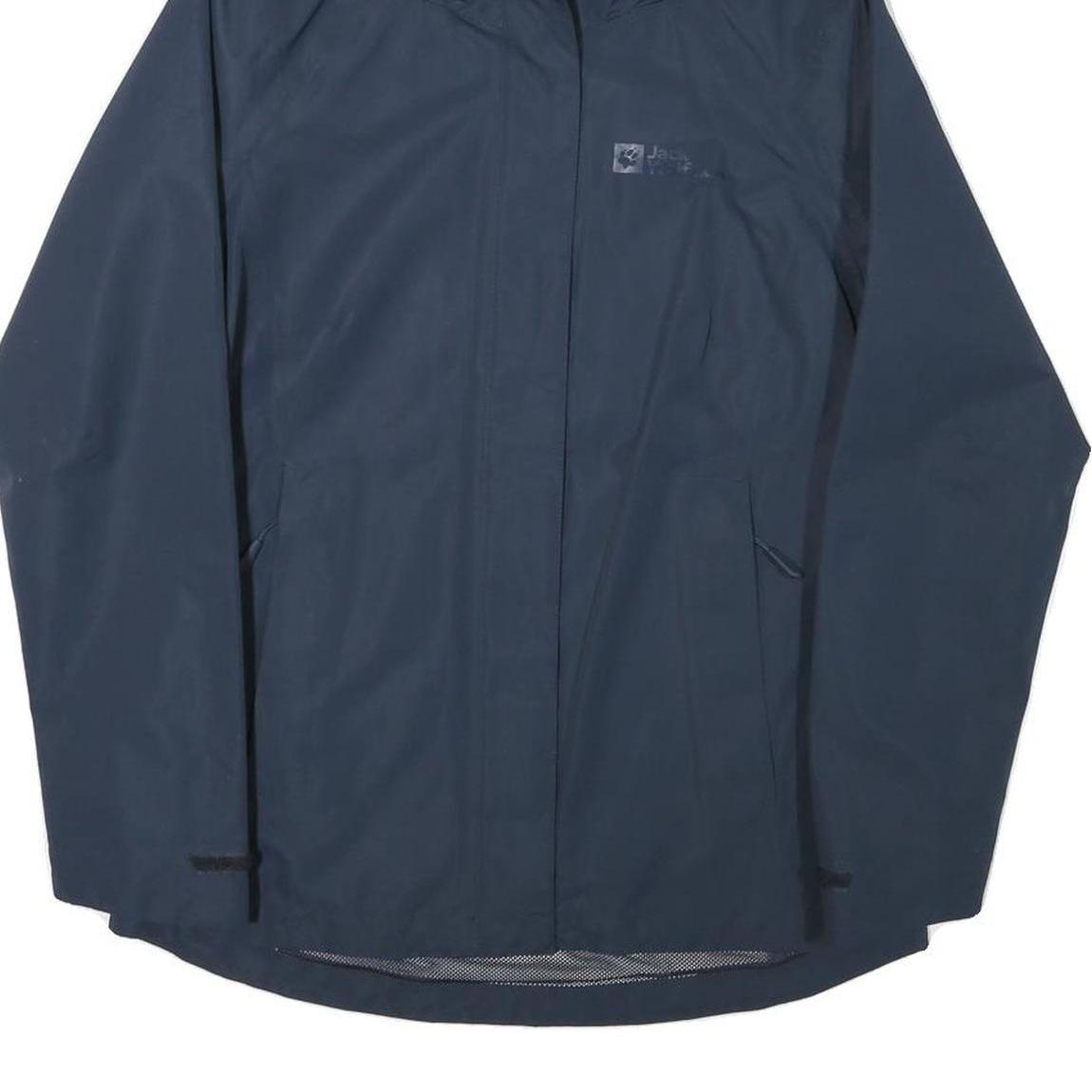 JACK WOLFSKIN Womens Blue Outdoor Jacket XS Polyester Blend Zip Hooded Plain