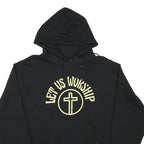 CHAMPION Mens Black Hoodie M Let Us Worship Cotton Blend Pullover