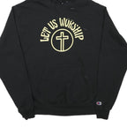 CHAMPION Mens Black Hoodie M Let Us Worship Cotton Blend Pullover