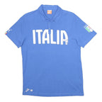 PUMA Mens Blue Italia Short Sleeve Plain M Cotton Polo Shirt Italian Flag