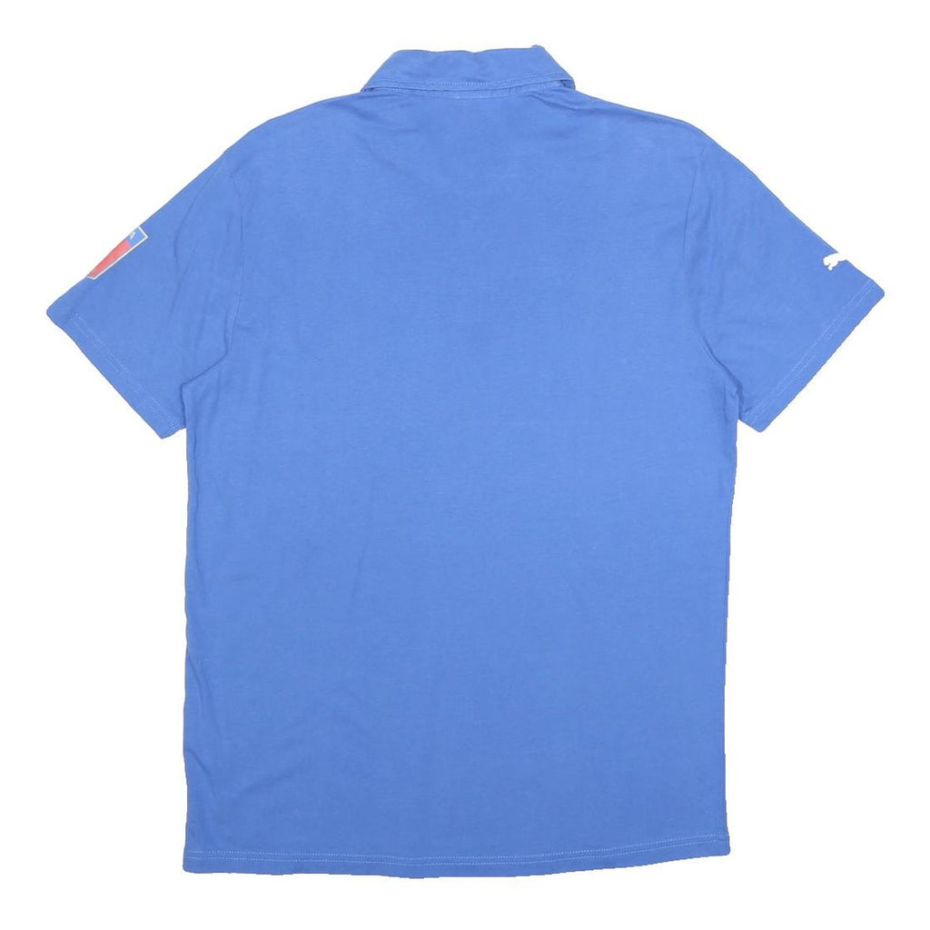PUMA Mens Blue Italia Short Sleeve Plain M Cotton Polo Shirt Italian Flag