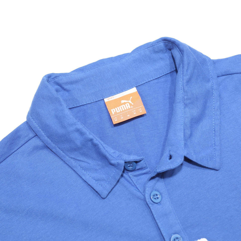 PUMA Mens Blue Italia Short Sleeve Plain M Cotton Polo Shirt Italian Flag