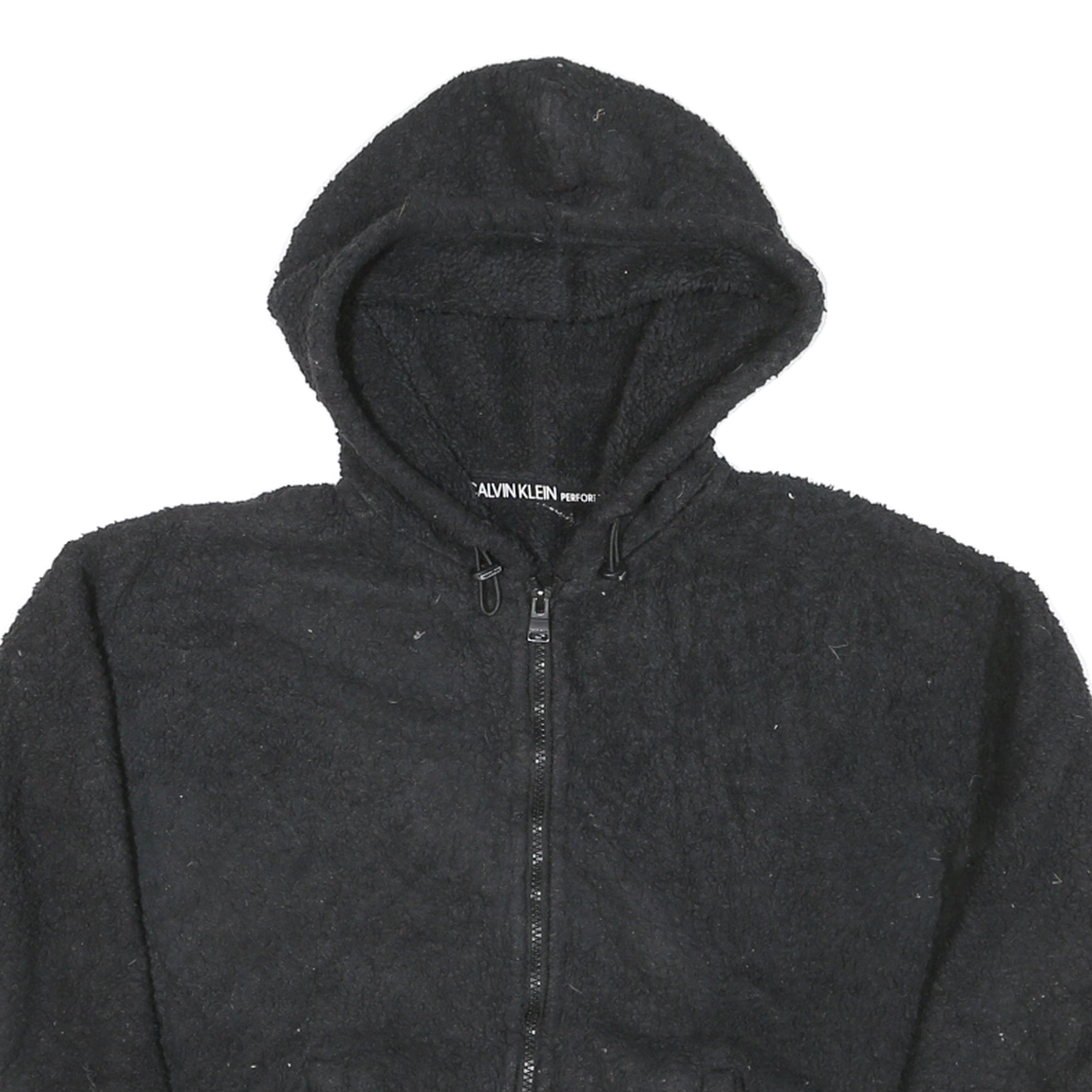 CALVIN KLEIN Womens Black Hooded Zip Jacket M Polyester Blend Plain Casual