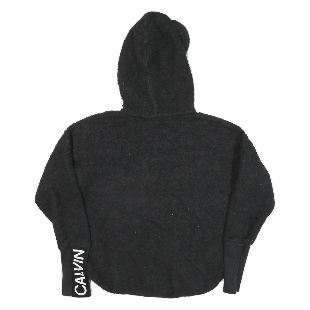 CALVIN KLEIN Womens Black Hooded Zip Jacket M Polyester Blend Plain Casual