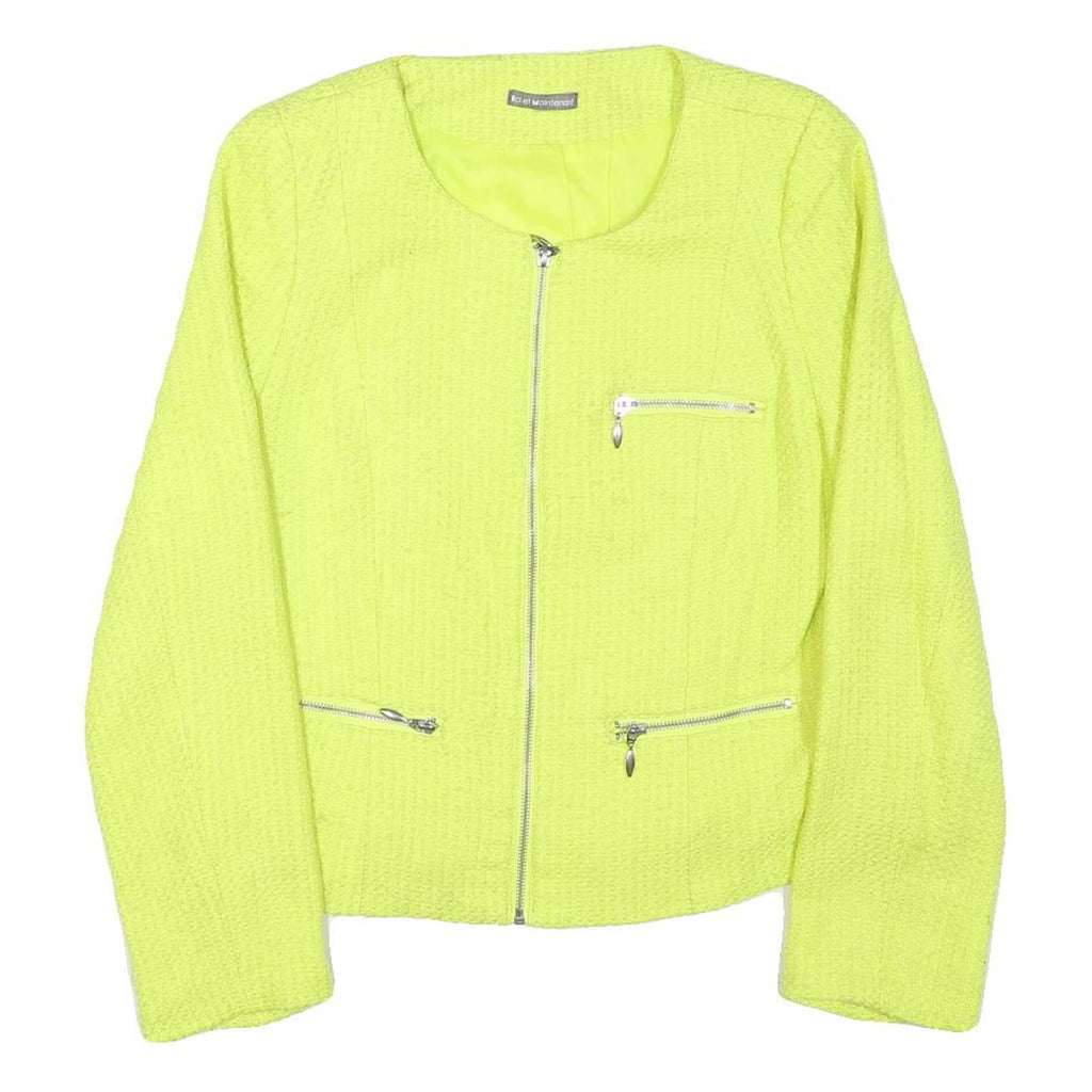 ICI ET MAINTENANT Womens Yellow Polyester Blend Zip Jacket M Woven Plain