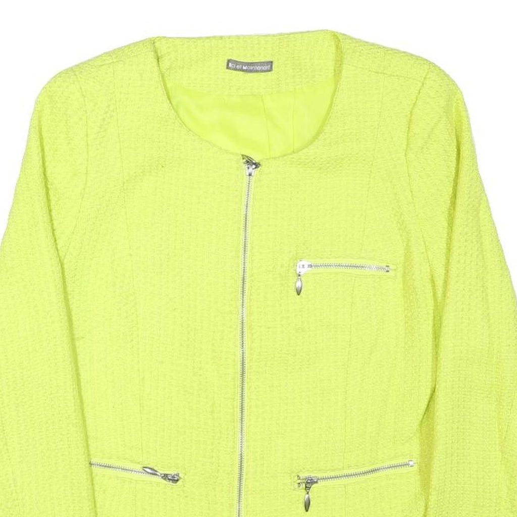 ICI ET MAINTENANT Womens Yellow Polyester Blend Zip Jacket M Woven Plain