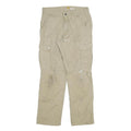CARHARTT Mens Cotton Blend Beige Relaxed Cargo Trousers W33 L32 Workwear