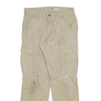 CARHARTT Mens Cotton Blend Beige Relaxed Cargo Trousers W33 L32 Workwear