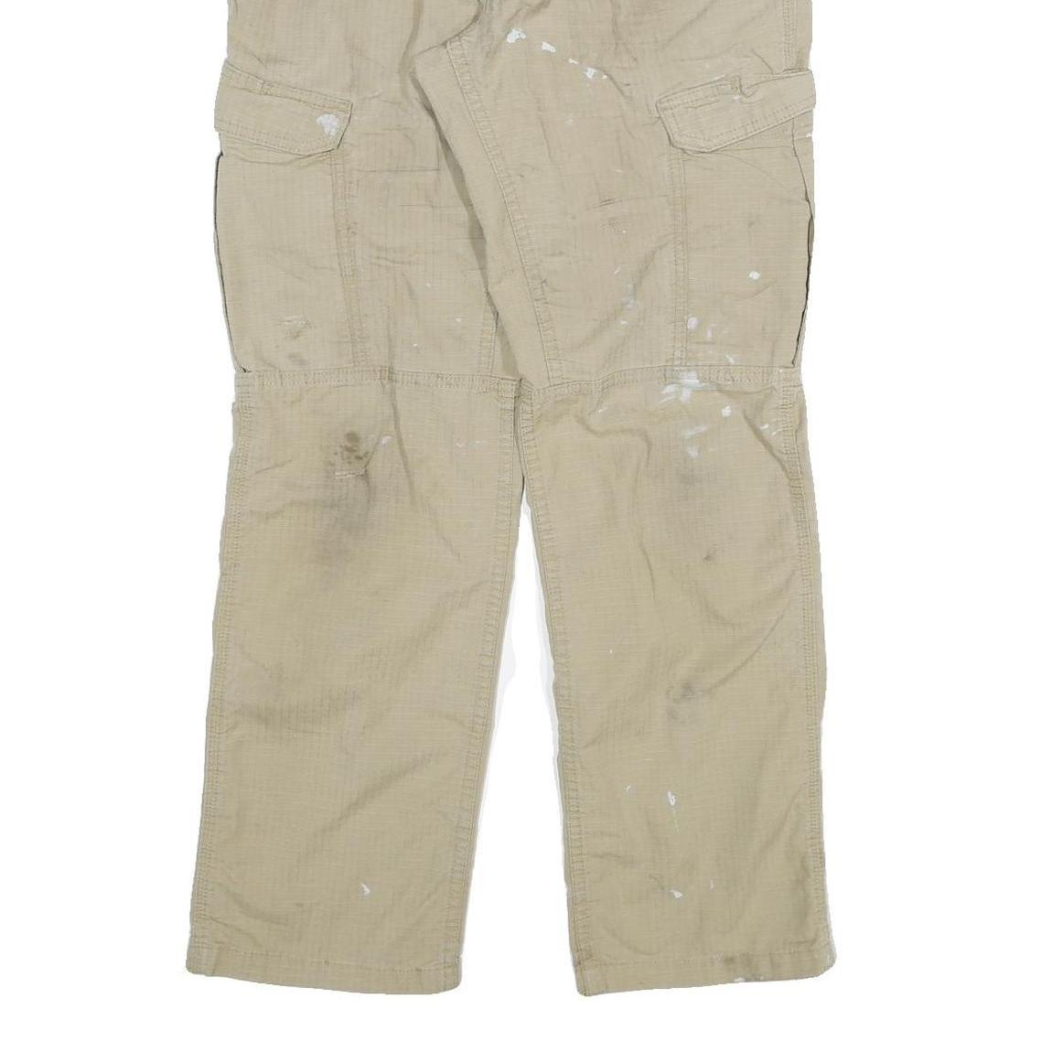CARHARTT Mens Cotton Blend Beige Relaxed Cargo Trousers W33 L32 Workwear