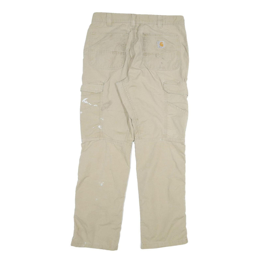 CARHARTT Mens Cotton Blend Beige Relaxed Cargo Trousers W33 L32 Workwear
