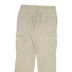 CARHARTT Mens Cotton Blend Beige Relaxed Cargo Trousers W33 L32 Workwear