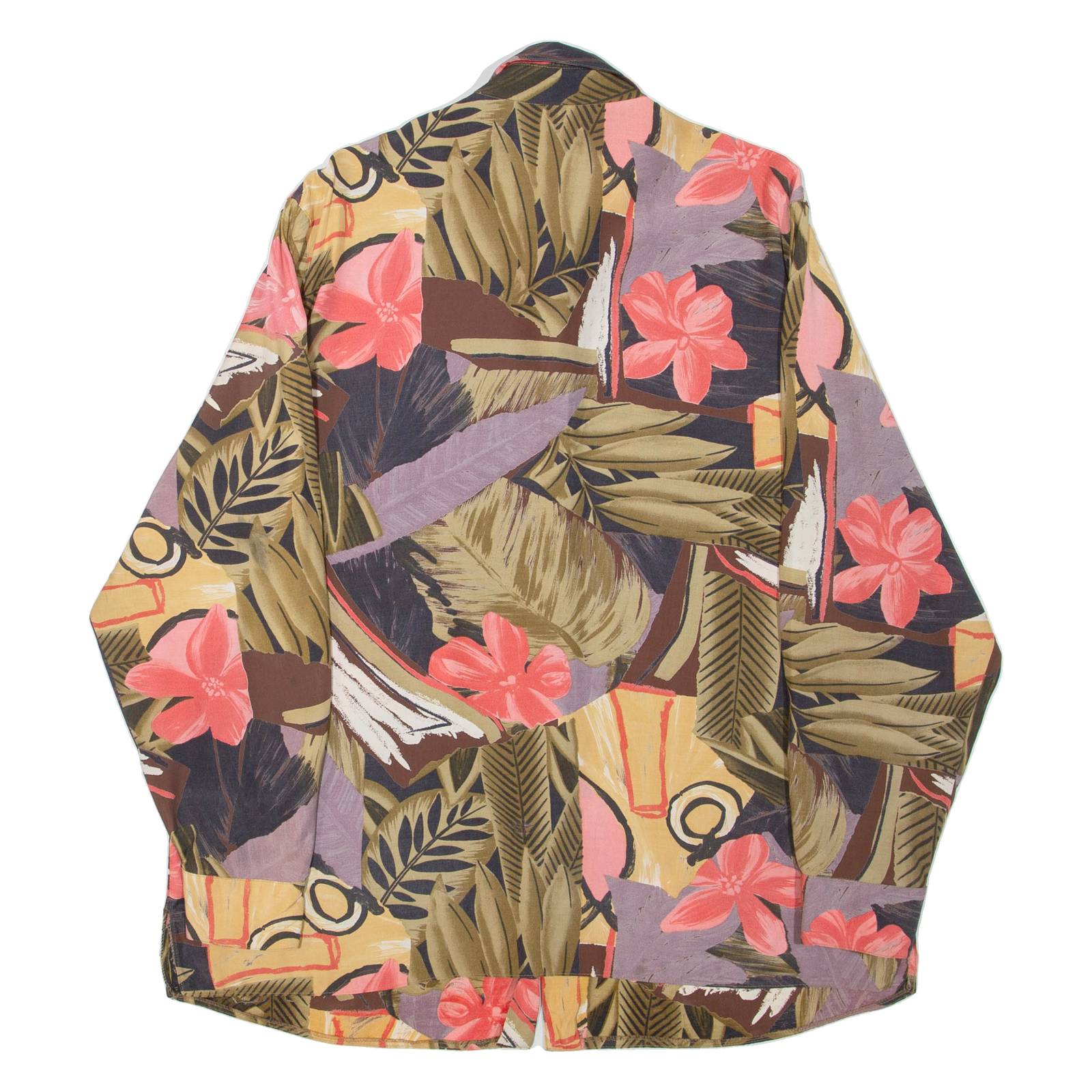 Womens Printed Shirt Black Collared Long Sleeve Crazy Pattern 2XL