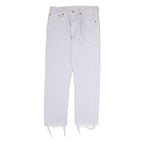 LEVI'S 501 Womens Jeans White Regular Straight Denim W30 L28 Frayed Hem Button